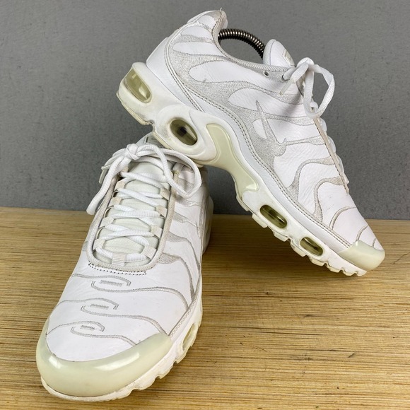 Nike Other - Nike Air Max Plus TN Mens 8 US Triple White Leather Athletic Sneaker Shoe